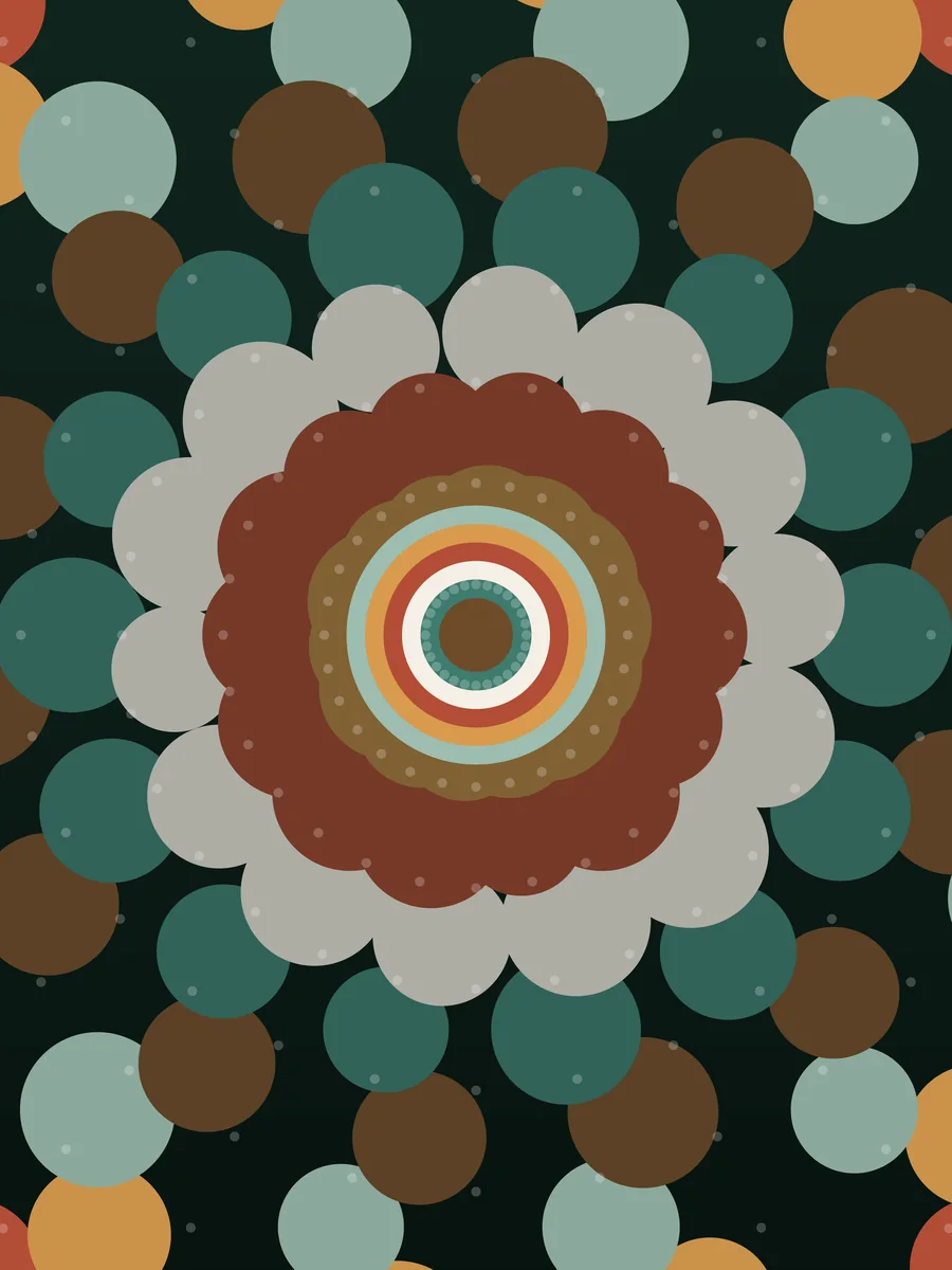 Kaleidoscope Garden jigsaw puzzle art, A garden mandala with petals radiating to every edge.