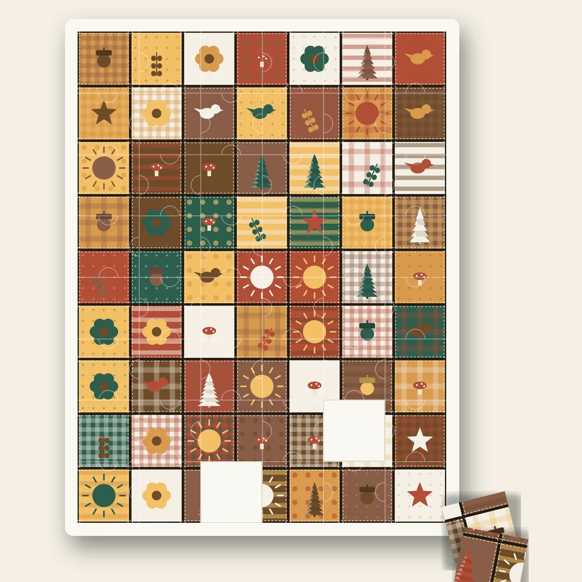 Autumn Patchwork shown as a jigsaw puzzle with pieces