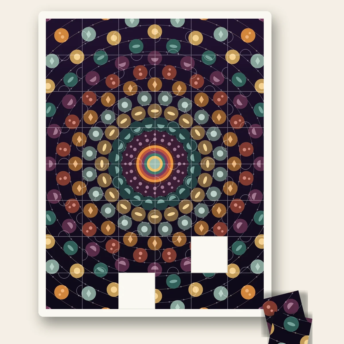Kaleidoscope Bloom shown as a jigsaw puzzle with pieces