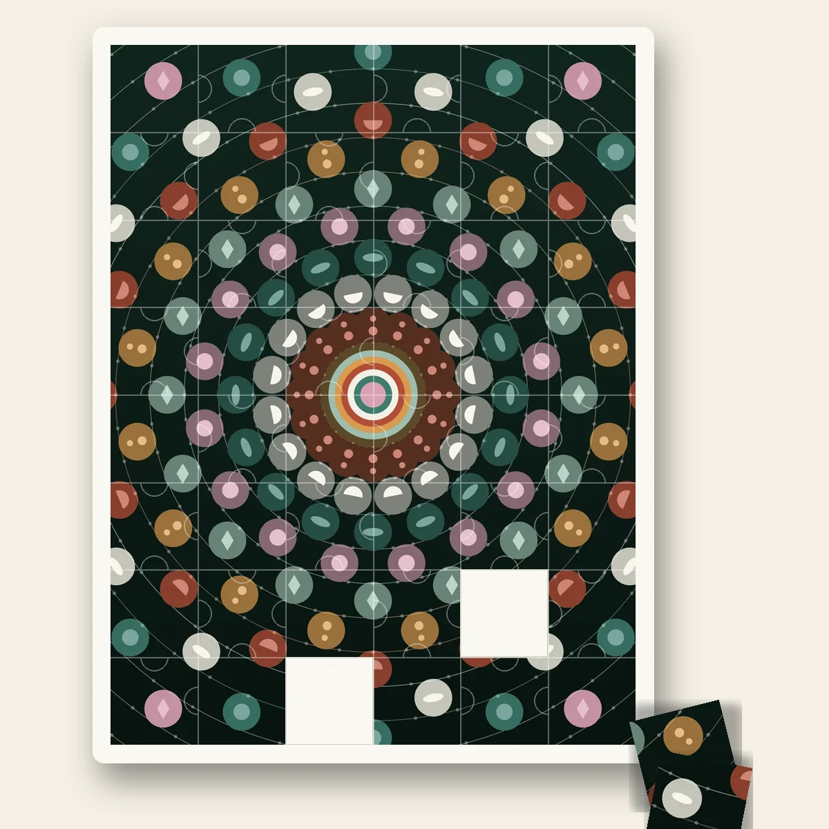 Kaleidoscope Garden shown as a jigsaw puzzle with pieces