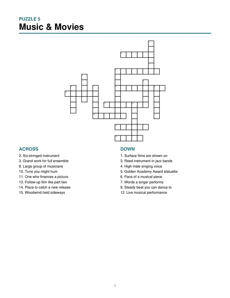 Sample interior page from Large Print Crosswords