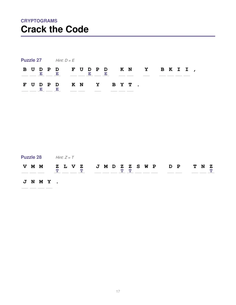 Sample interior page from Large Print Cryptograms