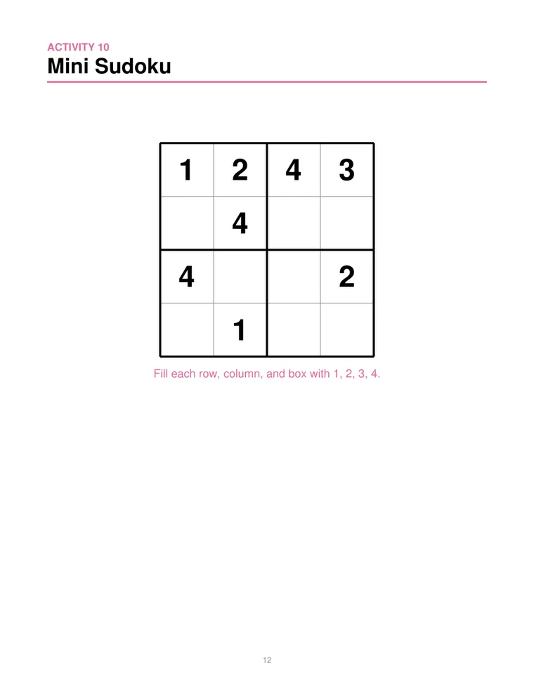 Sample interior page from Kids Activity Book