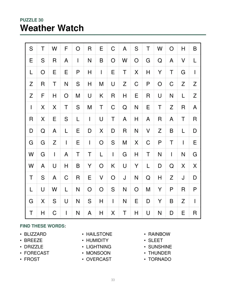 Sample interior page from Large Print Word Search